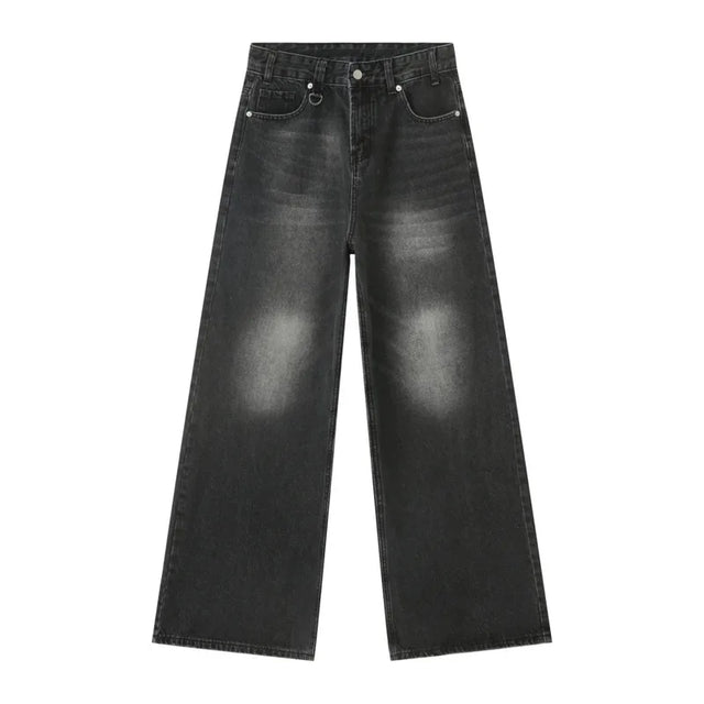 IEFB Summer Men's Denim Pants Old Blue Washed Male Jeans Straight Casual Menwear Loose Wide Leg Trousers New Fashion 9C354