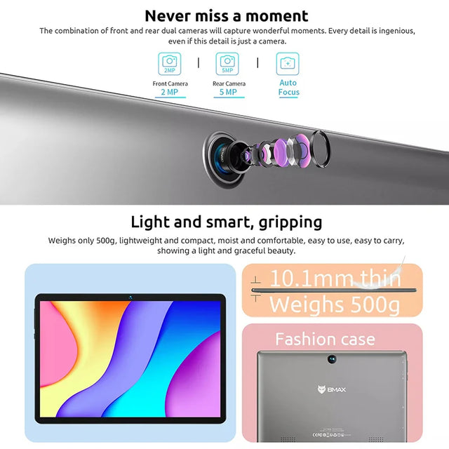 BMAX I9 Plus Kids Tablet | 10.1" HD | Android 15 | 8GB+64GB | Quad-Core RK3562 | WiFi 6 | Shockproof Case | Parental Control | L