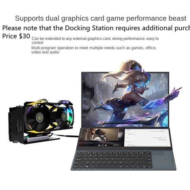 AKPAD Intel Core I7 9750H Dual Screen 16 Inch (14 Inch Touch Screen) Gaming Laptop Notebook Windows 10 11 Pro