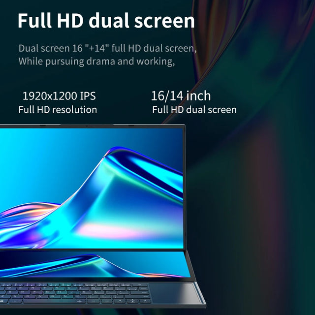 AKPAD Intel Core I7 9750H Dual Screen 16 Inch (14 Inch Touch Screen) Gaming Laptop Notebook Windows 10 11 Pro