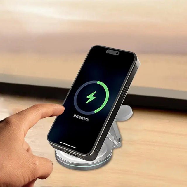 Phone Charger Stand Anti-Skid Magnetic Charger Charging Dock Zinc Alloy Phone Watch Charging Stand With 360 Rotation Design