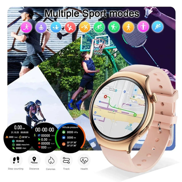 2025 New Lady Fashion Smart Watch women AMOLED HD Screen GPS Sport Heart Rate Bluetooth Call Waterproof Outdoor Smartwatch Women