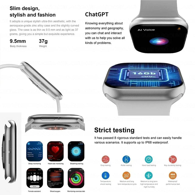 2025 New for Apple Watch 10 Smart Watch 4G Memory Music Video Bluetooth Call Waterproof Smartwatch For Android IOS TWS Earphones