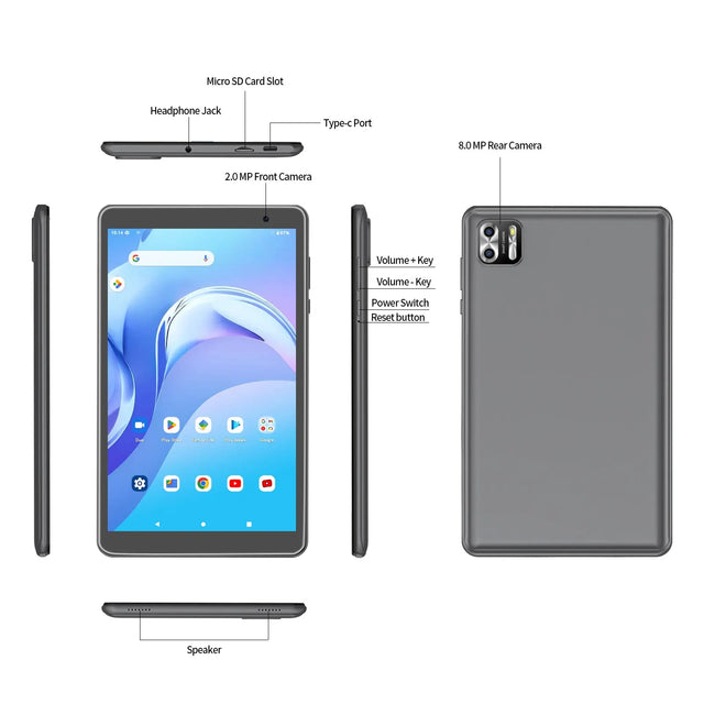 PRITOM 8 Inch Tablet Android 13, 8GB(4+4 Expand) RAM 64GB ROM,1TB