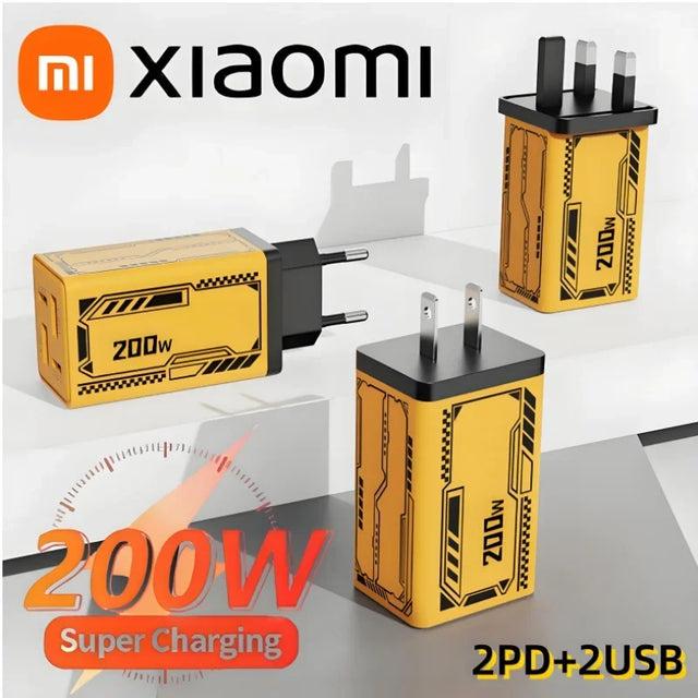 Xiaomi Origina 200W Charger Ultra Fast Charging 4 Ports GaN Wall Charger Usb-c Qc 3.0 Phone Charger Adapter For Samsung Iphone