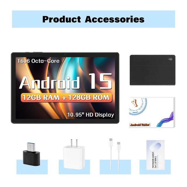 Android 15 Tablet,10.95Inch Tablets with Octa Core Processor, 12GB RAM+128GB ROM 1TB