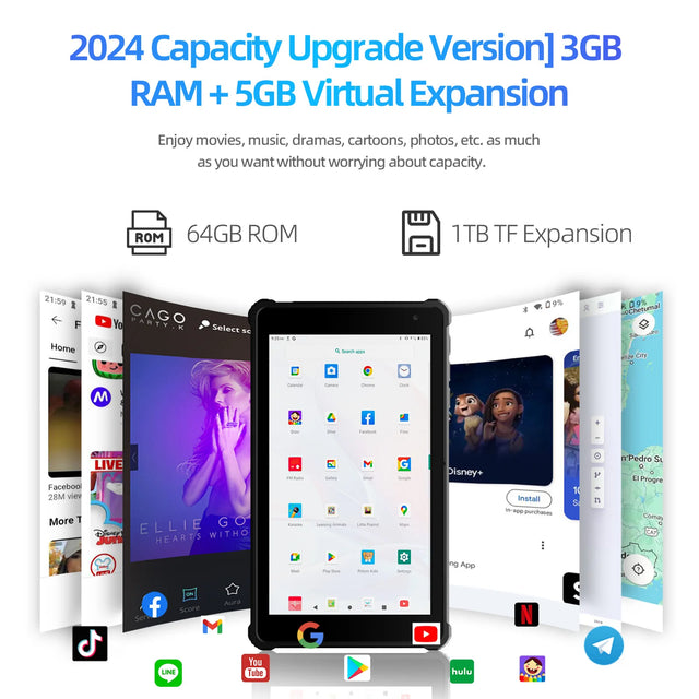 PRITOM Tablet 7" Android 14 Tablets, 8GB RAM(3+5GB Expand) 64GB ROM,