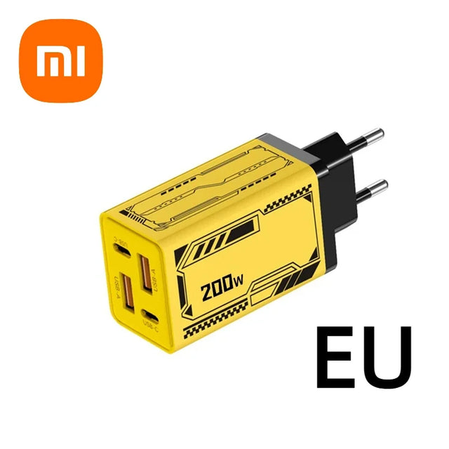 Xiaomi Origina 200W Charger Ultra Fast Charging 4 Ports GaN Wall Charger Usb-c Qc 3.0 Phone Charger Adapter For Samsung Iphone