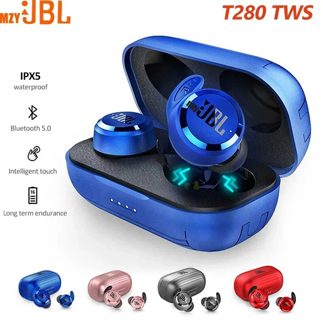 mzyJBL T280 Wireless Earphones Bluetooth Headphones Waterproof In-Ear Headset Built-in Mic Stereo Noise Cancelling Sport Earbuds