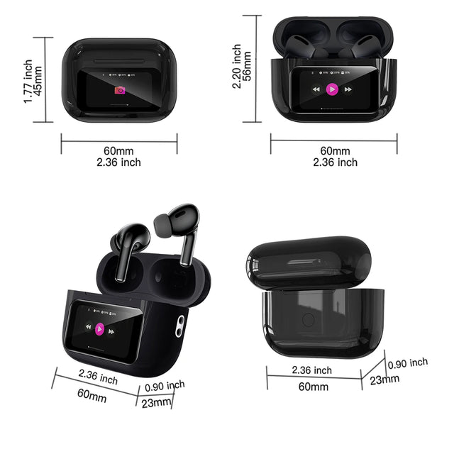 DESERTCAT Wireless Bluetooth Earphones with Display Screen HiFi Sound Low Latency Noise Reduction Headphones for iPhone Android