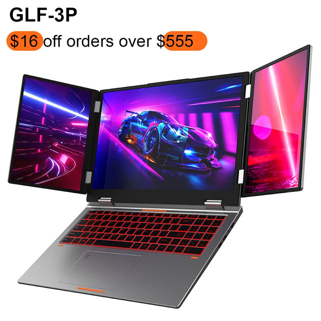 NEW Triple Screen Gaming Laptop 16+10.5+10.5 inch Intel Core i7 1260P 64GB RAM 2TB Business Computer RJ45 fingerprint+face