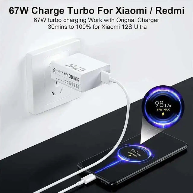 Original  Xiaomi 67W Charger Fast Charging Cargador USB Cable EU Plug Wall Adapter Mi 14 15 Redmi Note 13 12 Pro Turbo Poco F5