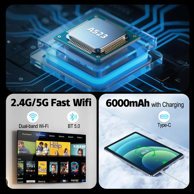 Android 14 Tablet 6000MAH Octa-Core Processor Tablets,8GB RAM 128GB ROM IPS Touch Screen, with 5MP+8MP Camera,Wi-Fi 6