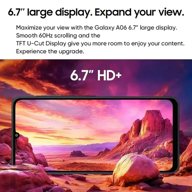 Global Version Samsung Galaxy A06 4G Smartphone Mediatek Helio G85 6.7" large PLS LCD Display 50MP Dual Camera 5000mAh Battery