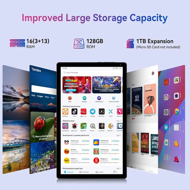 Android 15 Tablet 10.4 Inch Octa-Core Processor 16GB RAM 128GB ROM 1TB