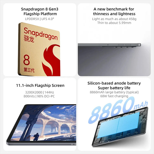 Pad Pro GT 2025 11.1'' Tablet 128 256 GB Snapdragon 8 Gen3 144Hz 3.2K LCD