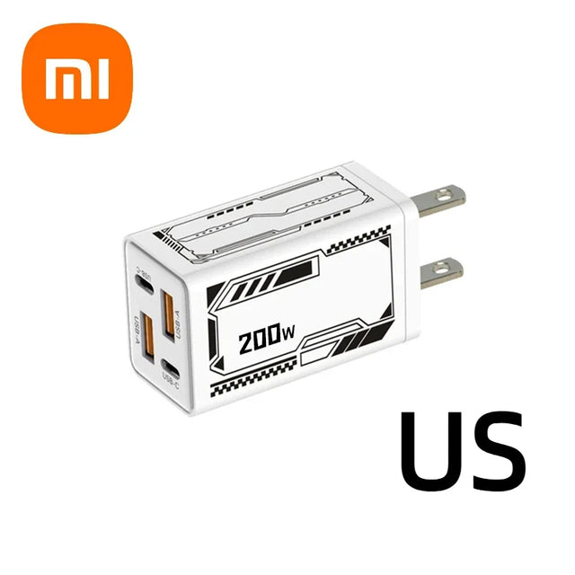 Xiaomi Origina 200W Charger Ultra Fast Charging 4 Ports GaN Wall Charger Usb-c Qc 3.0 Phone Charger Adapter For Samsung Iphone