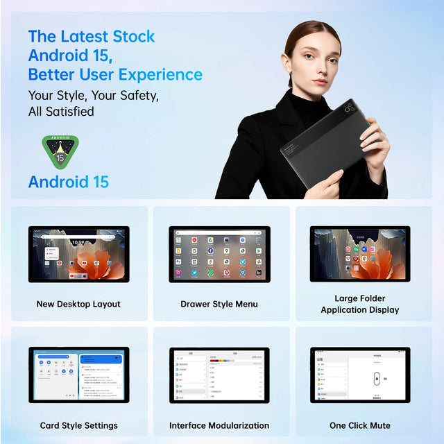 URAO Android 15 Tablet 10.1 Inch 20(3+17)GB RAM 64GB ROM 5-core Dual
