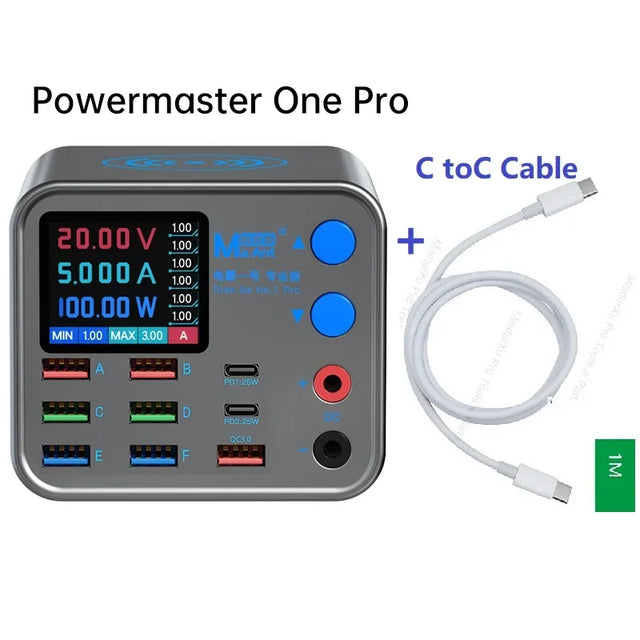 DianBa No 1 Pro 200W PD 8-Port LCD Multi-Function Charger Mobile Phone Power Adjustable Real-time Current Record Analyzed Tool