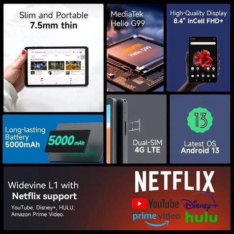 ALLDOCUBE iPlay 50 Mini Pro 8.4 inch Tablet 16GB(8+8) RAM 128GB ROM 512GB Expandable Widevine L1 5MP/13MP 4G LTE GPS Helio G99 - Emart
