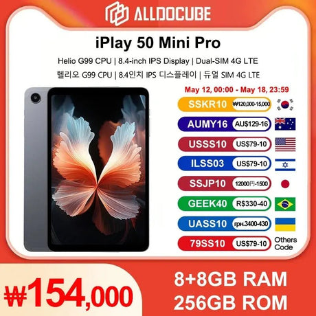 ALLDOCUBE iPlay 50 Mini Pro 8.4 inch Tablet 16GB(8+8) RAM 128GB ROM 512GB Expandable Widevine L1 5MP/13MP 4G LTE GPS Helio G99 - Emart