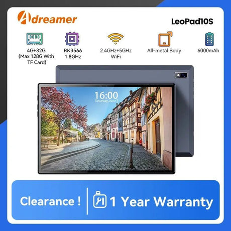 (Clearance) LeoPad10S Tablet Android 11 10.1 Inch 4 - Cores 4GB RAM 32GB ROM 1280x800 IPS 6000mAh Dual Camera Type - C Metal Body - Emart